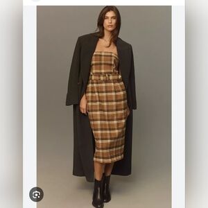 Anthropologie Plaid Strapless Dress .sz 6